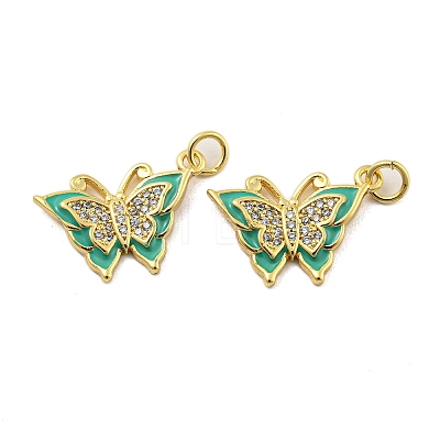 Brass Micro Pave Clear Cubic Zirconia Pendants KK-R159-01G-1
