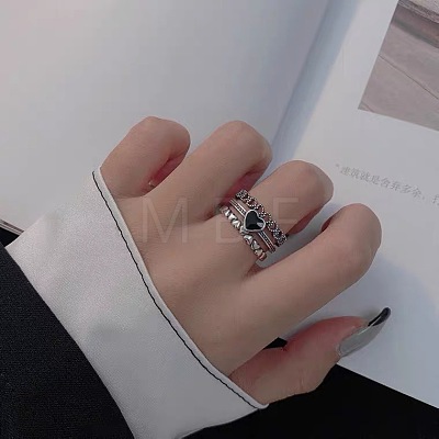 Heart Alloy Enamel Cuff Open Rings for Women FS-WG04E89-01-1