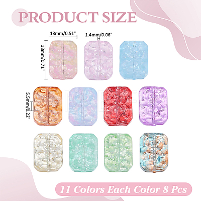 88Pcs 11 Colors Transparent Spray Painted Glass Beads GLAA-ME0001-36-1