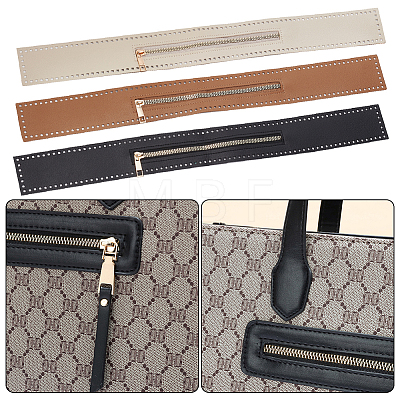 WADORN 3Pcs 3 Colors PU Leather Zipper Sewing Accessories FIND-WR0011-45-1