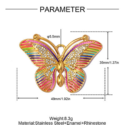 304 Stainless Steel Enamel Pendants STAS-OY014-16G-1
