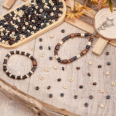 900Pcs 3 Colors Natural Maple Wood Beads WOOD-SP0001-94-1