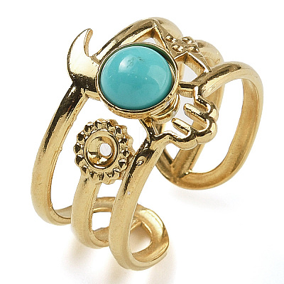 Synthetic Turquoise Finger Rings RJEW-U027-07G-03-1