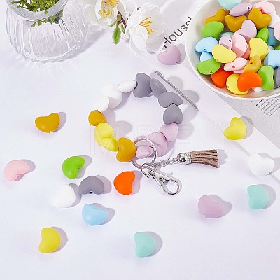 100Pcs Heart Silicone Beads for Keychain Making Cute Silicone Beads Bulk Silicone Bead Kit for Jewelry DIY Craft Making JX310A-1