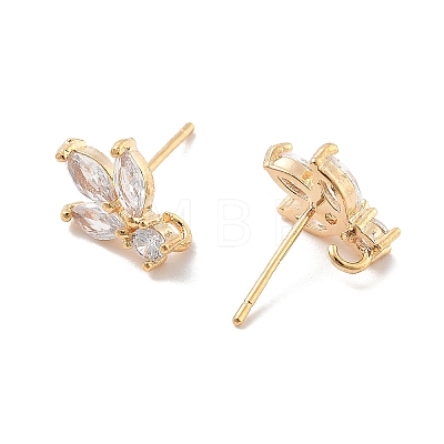 Brass Clear Cubic Zirconia Stud Earring Findings KK-A238-02B-G-1