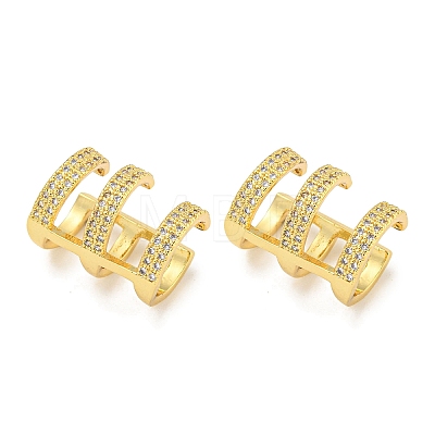 Brass Micro Pave Cubic Zirconia Cuff Earrings EJEW-C104-150G-1