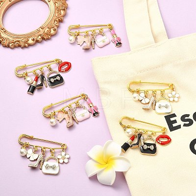 6Pcs 3 Style Steel Brooches JEWB-CJ00006-1