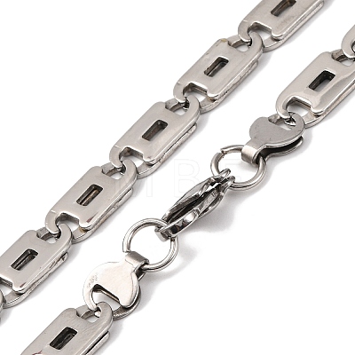 201 Stainless Steel Oval Mariner Link Chain Necklace NJEW-F222-37P-01-1