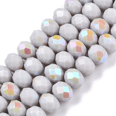 Electroplate Opaque Solid Color Glass Beads Strands EGLA-A044-P8mm-L19-1