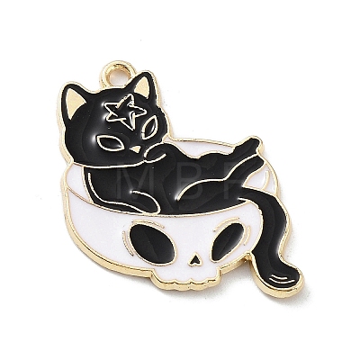 Halloween Alloy Enamel Pendants PALLOY-P301-01G-G-1