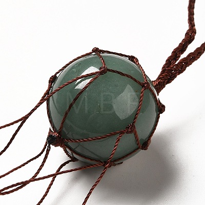 Natural Green Aventurine Round Pendant Decorations G-G997-A03-1