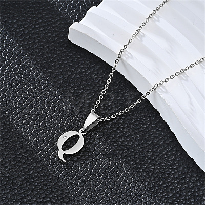 201 Stainless Steel Crystal Rhinestone Initial Pendant Necklaces FS-WG28760-11-1