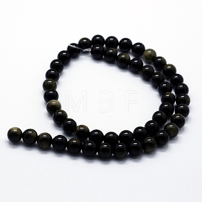 Natural Golden Sheen Obsidian Beads Strands G-I199-14-4mm-1