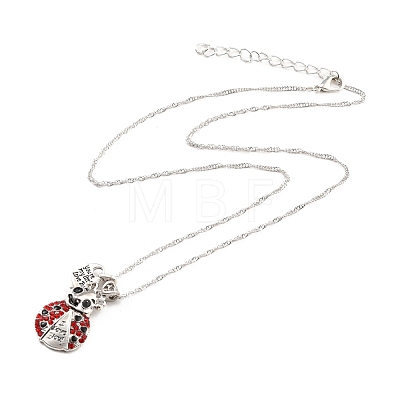 Colorful Rhinestone Ladybird and Heart Pendant Necklace NJEW-I113-13P-1