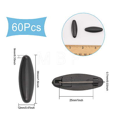 60Pcs Plastic Oval Lapel Pins JEWB-CA0001-21-1