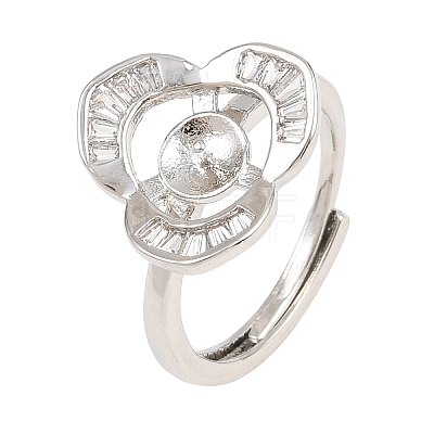 Brass Micro Pave Cubic Zirconia Adjustable Ring Components KK-CBAC351-02P-1