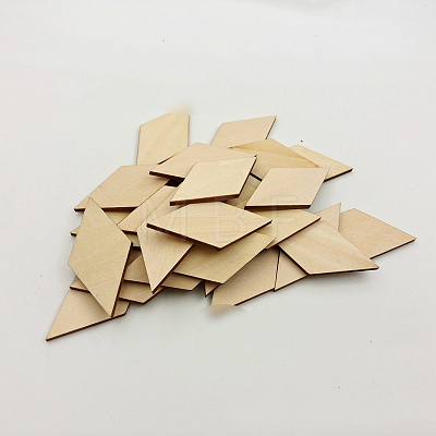 Unfinished Wood Rhombus Shape Discs Slices WOCR-PW0001-005B-1