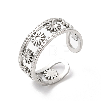 304 Stainless Steel Flower Open Cuff Ring Finding STAS-K253-03P-1
