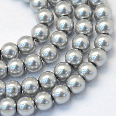 Baking Painted Pearlized Glass Pearl Round Bead Strands X-HY-Q330-8mm-34-1