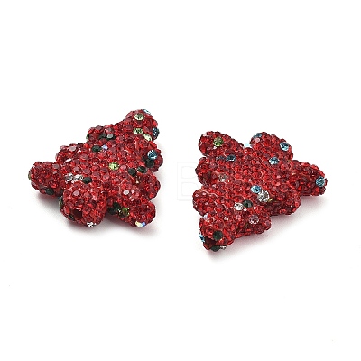 Christmas Tree Polymer Clay Rhinestone Beads CLAY-NH0001-14-1