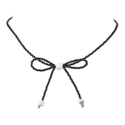 Glass Seed Pendant Necklaces for Women NJEW-MZ00031-01-1