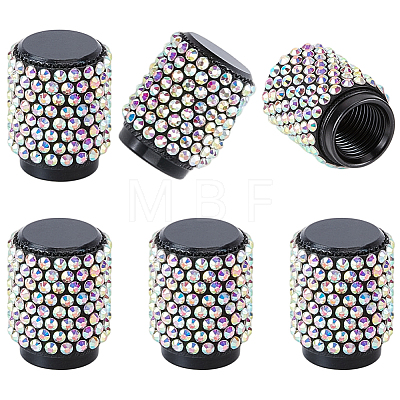8Pcs Rubber Rhinestone Tire Valve Stem Caps FIND-GF0009-36B-1