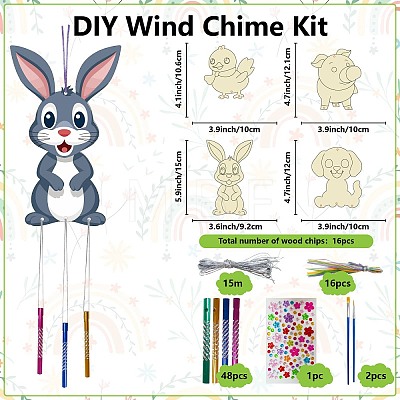 DIY Wood & Aluminium Round Tube Wind Chime Making Kits DIY-WH20038-007-1
