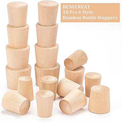 18Pcs 6 Style Bamboo Bottle Stoppers FIND-BC0002-86-1