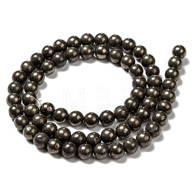 Natural Pyrite Beads Strands G-L031-6mm-01-1