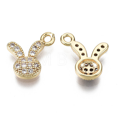 Brass Micro Cubic Zirconia Bunny Charms X-KK-N231-124-NF-1