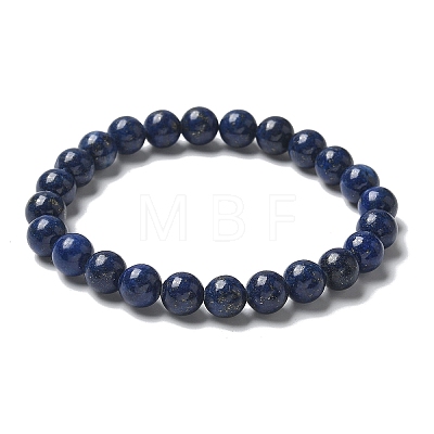 Natural Lapis Lazuli(Dyed) Bead Stretch Bracelets BJEW-K212-B-047-1