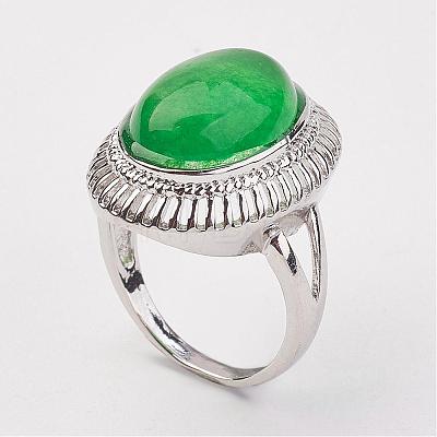 Dyed Natural Malaysia Jade Finger Rings RJEW-P122-17-1