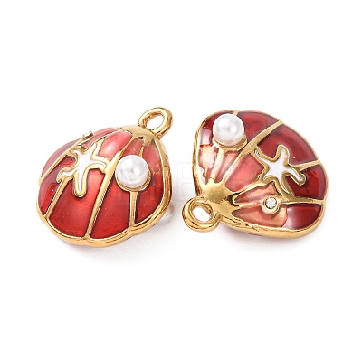 304 Stainless Steel Enamel with ABS Iimitation Pearl Pendants STAS-Z193-07G-02-1