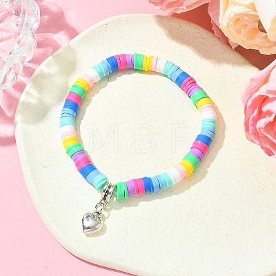 Handmade Polymer Clay Heishi Beads Stretch Bracelet BJEW-JB07424-1