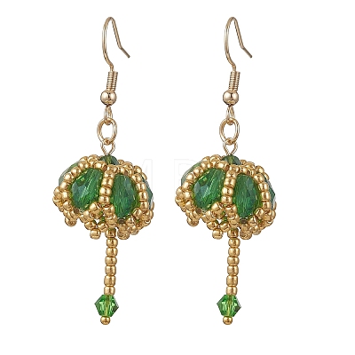Transparent Electroplate Glass & Seed Glass Beads Dangle Earrings EJEW-MZ00714-04-1
