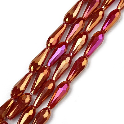 Electroplated Opaque Glass Beads Strands X-EGLA-L015-FR-B24-01-1