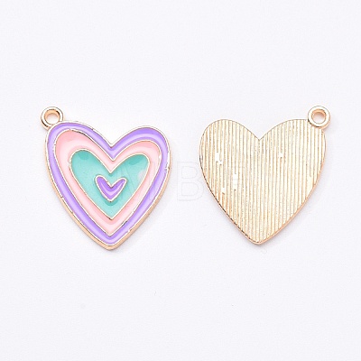 Light Gold Plated Alloy Enamel Pendants ENAM-R136-50-1