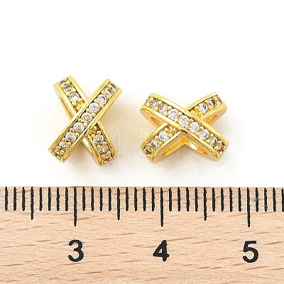 Brass Micro Pave Cubic Zirconia Beads KK-P297-06G-1