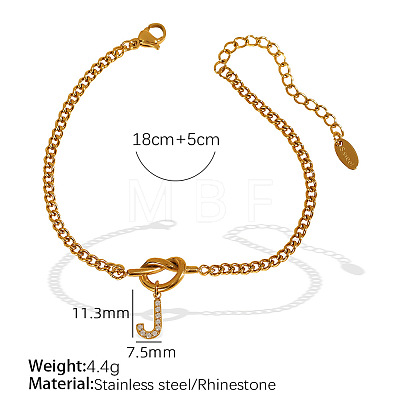 304 Stainless Steel Micro Pave Clear Cubic Zirconia Charm Bracelets WG4D47F-11-1