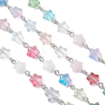 Iron Glass Handmade Star Link Chains AJEW-JB01435-1