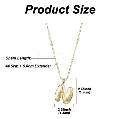 1Pc Initial Letter Brass Pendant Necklaces NJEW-YW0001-24N-1