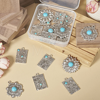 16Pcs 8 Styles Synthetic Turquoise Pendants FIND-TA0002-16-1