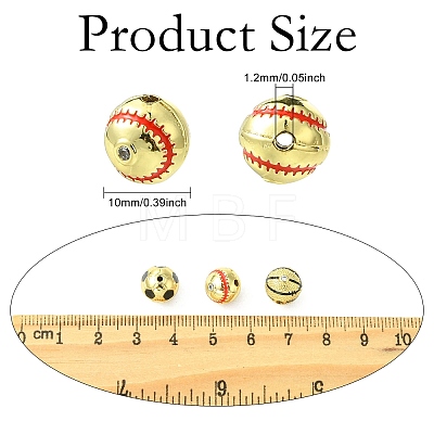 6Pcs 3 Styles Round Brass Micro Pave Cubic Zirconia Beads KK-CJ0003-49-1