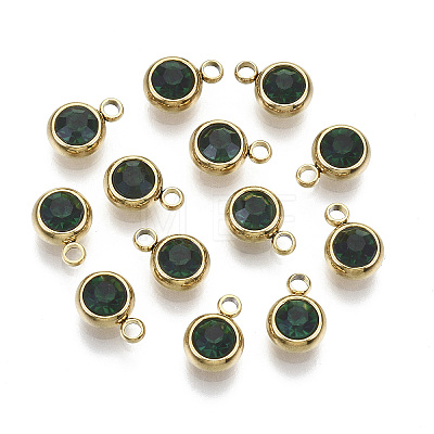 PVD Vacuum Plating 201 Stainless Steel Rhinestone Charms LS-X-STAS-S068-05G-1