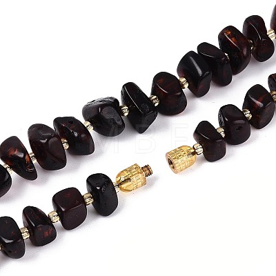 Natural Amber Nuggets Graduated Beaded Necklaces NJEW-T019-05-1