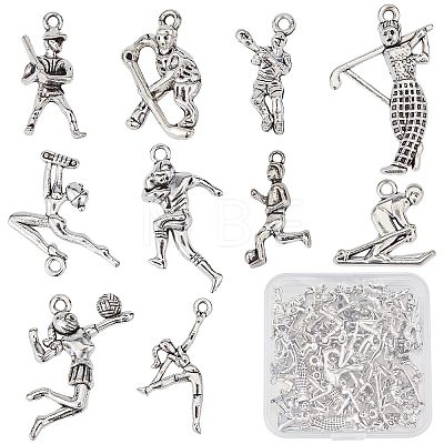 60Pcs 10 Style Tibetan Style Alloy Pendants FIND-SC0003-69-1