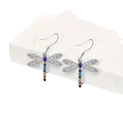 Dragonfly Alloy Rhinestone Pendant Necklaces & Dangle Earrings Sets FS-WGD83DF-01-1