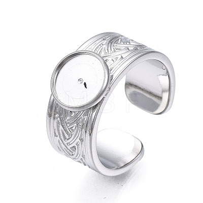 Non-Tarnish 304 Stainless Steel Open Cuff Finger Ring Cabochon Settings X-STAS-T060-05P-1