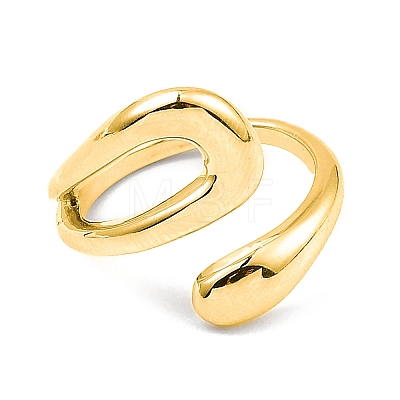 Rack Plating Brass Hollow Teardrop Open Cuff Rings X-RJEW-D009-01G-1