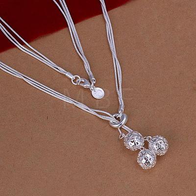 Popular Silver Color Plated Brass 3-strand Snake Chain Necklaces NJEW-BB12826-1